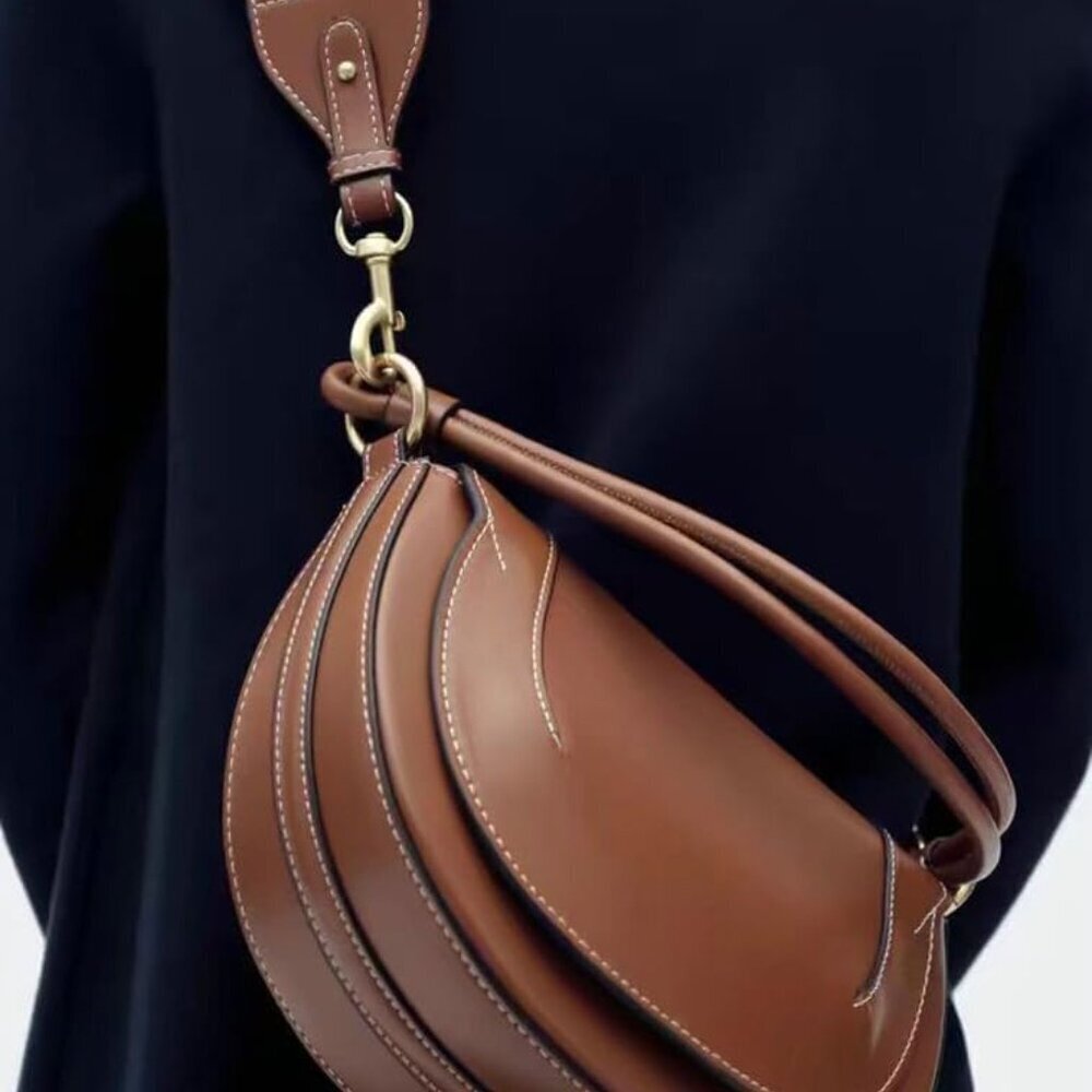 Slouchy PU Leather Tote Bag Women Crossbody Shoulder Handbag Casual - Picture 2 of 6